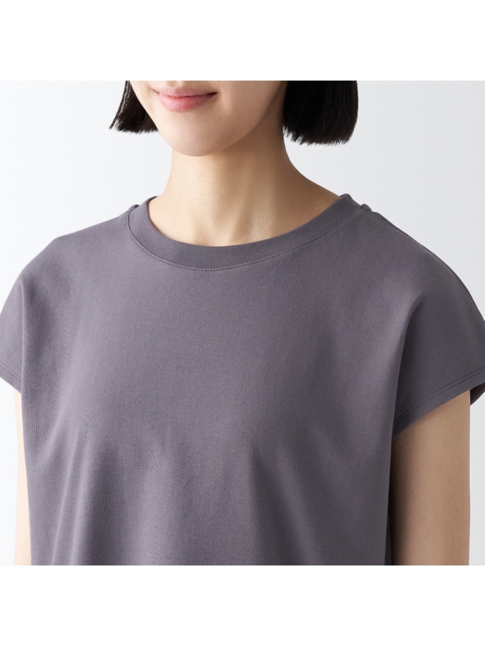 MUJI French Sleeve T-shirt Cotton Smoky Blue Size Large | NWT